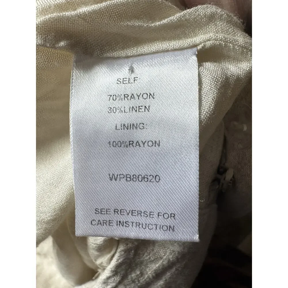 Lost + Wander Linen Blend Wide Leg Pants Beige High Rise XS Resort Coastal - Picture 3 of 8